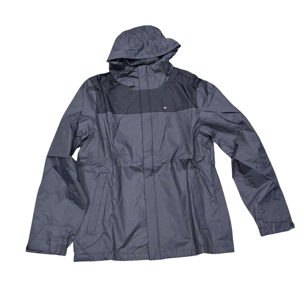 Tommy Hilfiger Mens Jacket Small Hooded Lightweight Waterproof Gray NWT